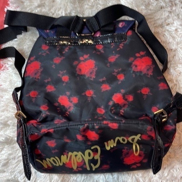 Sam Edelman floral printed backpack black‎ and red - Picture 1 of 9
